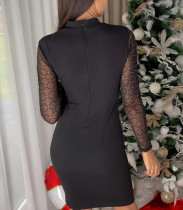 Black Mesh Patchwork Dress