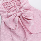 Jacquard Strapless Bow Dress