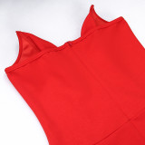 Strapless Solid Color Fish Bone Strapless Tail Dress