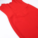 Strapless Solid Color Fish Bone Strapless Tail Dress
