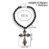 Multi Layer Imitation Pearl Cross Collar Geometric Alloy Collarbone Chain