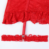 Lace Perspective Tight Waist Strap Sexy Underwear Set