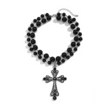 Multi Layer Imitation Pearl Cross Collar Geometric Alloy Collarbone Chain