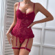 Lace Perspective Tight Waist Strap Sexy Underwear Set