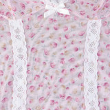 Perspective Sleepwear Lace Patchwork Printed Mesh Elastic Split Suspender Soft Two-piece Set