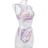 Flower Embroidery Wave Lace Perspective Fun Underwear