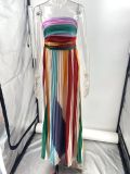 Strapless Printed Colorful Long Skirt Dress