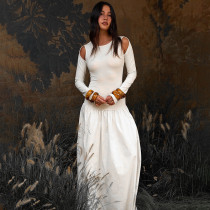 Shoulder Hollow Backless Elegant Temperament Long Skirt