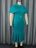 Hooded Sleeve Nail Bead Dress Party Fishtail Skirt