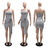 Sequin Party Dress Strapless Hip Hugging Short Skirt
