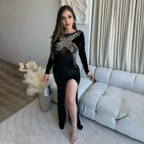 Backless High Slit Long Dress Party Evening Gown