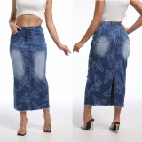 High Waisted Denim Waist Wrapped Y2K Skirt