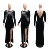 Backless High Slit Long Dress Party Evening Gown