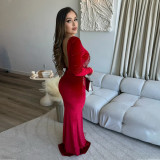Backless High Slit Long Dress Party Evening Gown