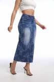 High Waisted Denim Waist Wrapped Y2K Skirt