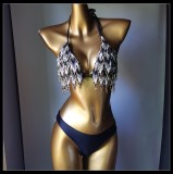 Steel Holder Hard Cup Diamond Swimsuit Tassel Bikini