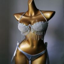 Nightclub Uniform Steel Holder Hard Cup Diamond Swimsuit
