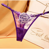 Japanese Embroidered Floral Spicy Girl Thong Breathable Mesh Oversized Underwear
