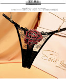 Japanese Embroidered Floral Spicy Girl Thong Breathable Mesh Oversized Underwear