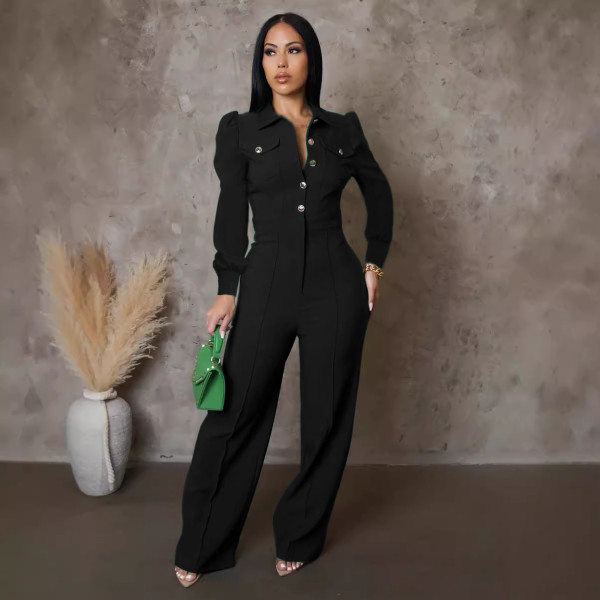 Line Splicing Long Sleeved Sports and Fitness Jumpsuit