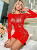 Striped Hollowed Out Hip Hugging Skirt with See Through Mesh