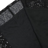 Split Skirt Sleeveless Sequined Evening Gown