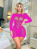Striped Hollowed Out Hip Hugging Skirt with See Through Mesh