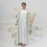 Solid Color Nail Bead Small Trumpet Sleeve Dress Robe