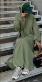 Middle East Türkiye Solid Hooded Sweater Dress