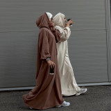 Middle East Türkiye Solid Hooded Sweater Dress