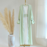 Solid Color Nail Bead Small Trumpet Sleeve Dress Robe