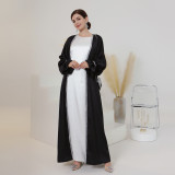 Solid Color Nail Bead Small Trumpet Sleeve Dress Robe