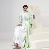 Solid Color Nail Bead Small Trumpet Sleeve Dress Robe