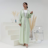 Solid Color Nail Bead Small Trumpet Sleeve Dress Robe