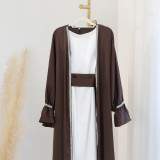 Solid Color Nail Bead Small Trumpet Sleeve Dress Robe