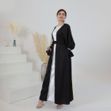 Solid Color Nail Bead Small Trumpet Sleeve Dress Robe