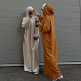 Middle East Türkiye Solid Hooded Sweater Dress