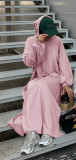 Middle East Türkiye Solid Hooded Sweater Dress