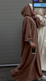 Middle East Türkiye Solid Hooded Sweater Dress