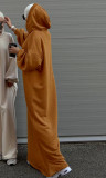 Middle East Türkiye Solid Hooded Sweater Dress