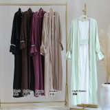 Solid Color Nail Bead Small Trumpet Sleeve Dress Robe