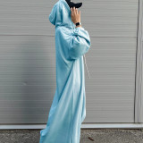 Middle East Türkiye Solid Hooded Sweater Dress
