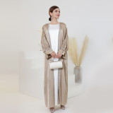 Solid Color Nail Bead Small Trumpet Sleeve Dress Robe