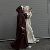 Middle East Türkiye Solid Hooded Sweater Dress