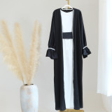 Solid Color Nail Bead Small Trumpet Sleeve Dress Robe