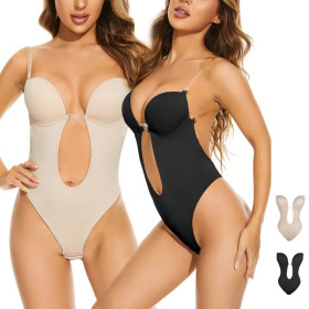 Invisible Shoulder Strap Shapewear, Backless One-piece Corset