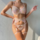 Fun Lingerie Flower Embroidery Shaping Lingerie Four Piece Set