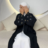 Moon Embroidery Elegant Cardigan Robe