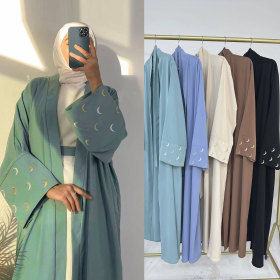 Moon Embroidery Elegant Cardigan Robe