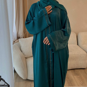 Dubai Türkiye Daily Solid Border Robe Cardigan
